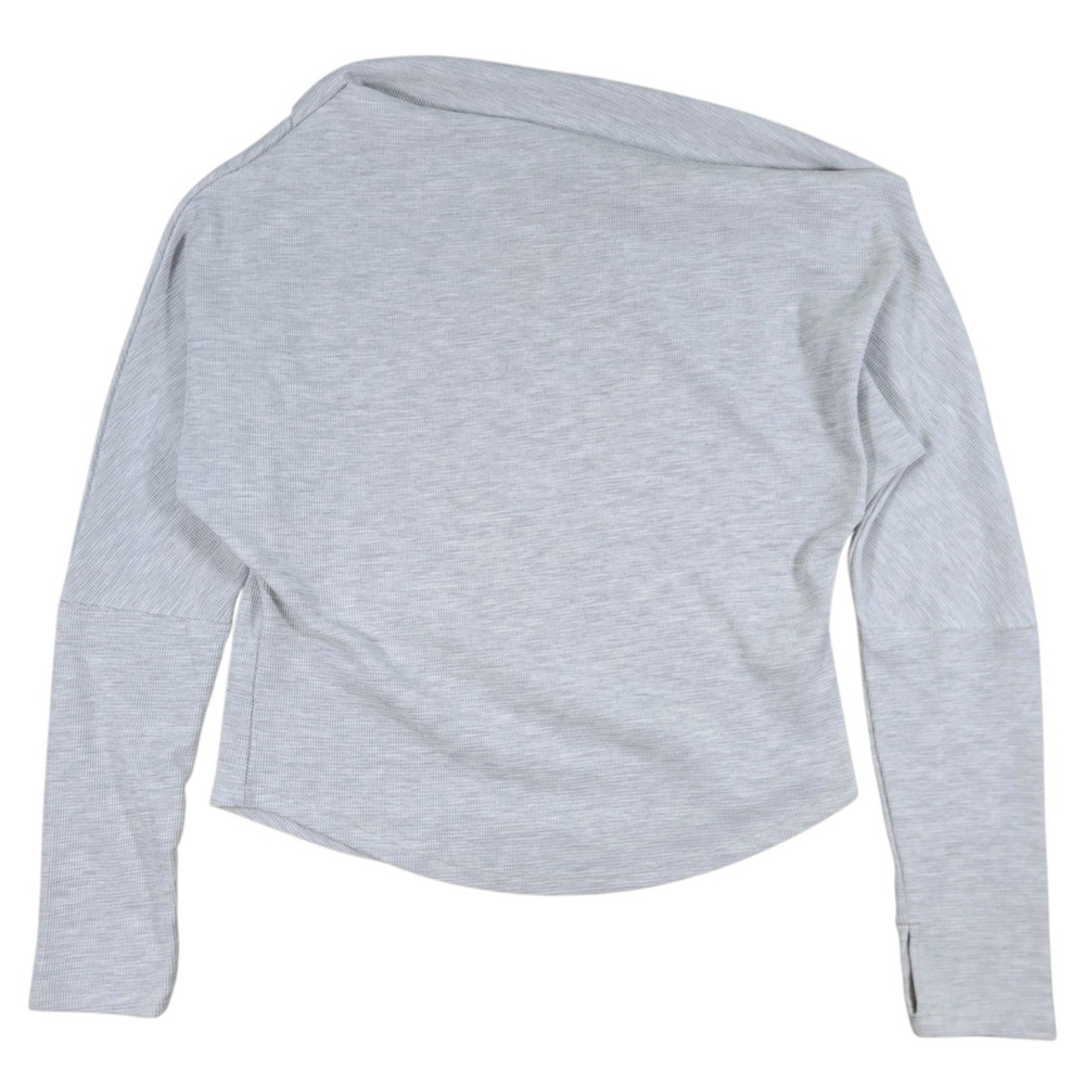 We The Free Top Womens L Gray Thermal Knit Off Shoulder Dolman Long Sleeve Boho